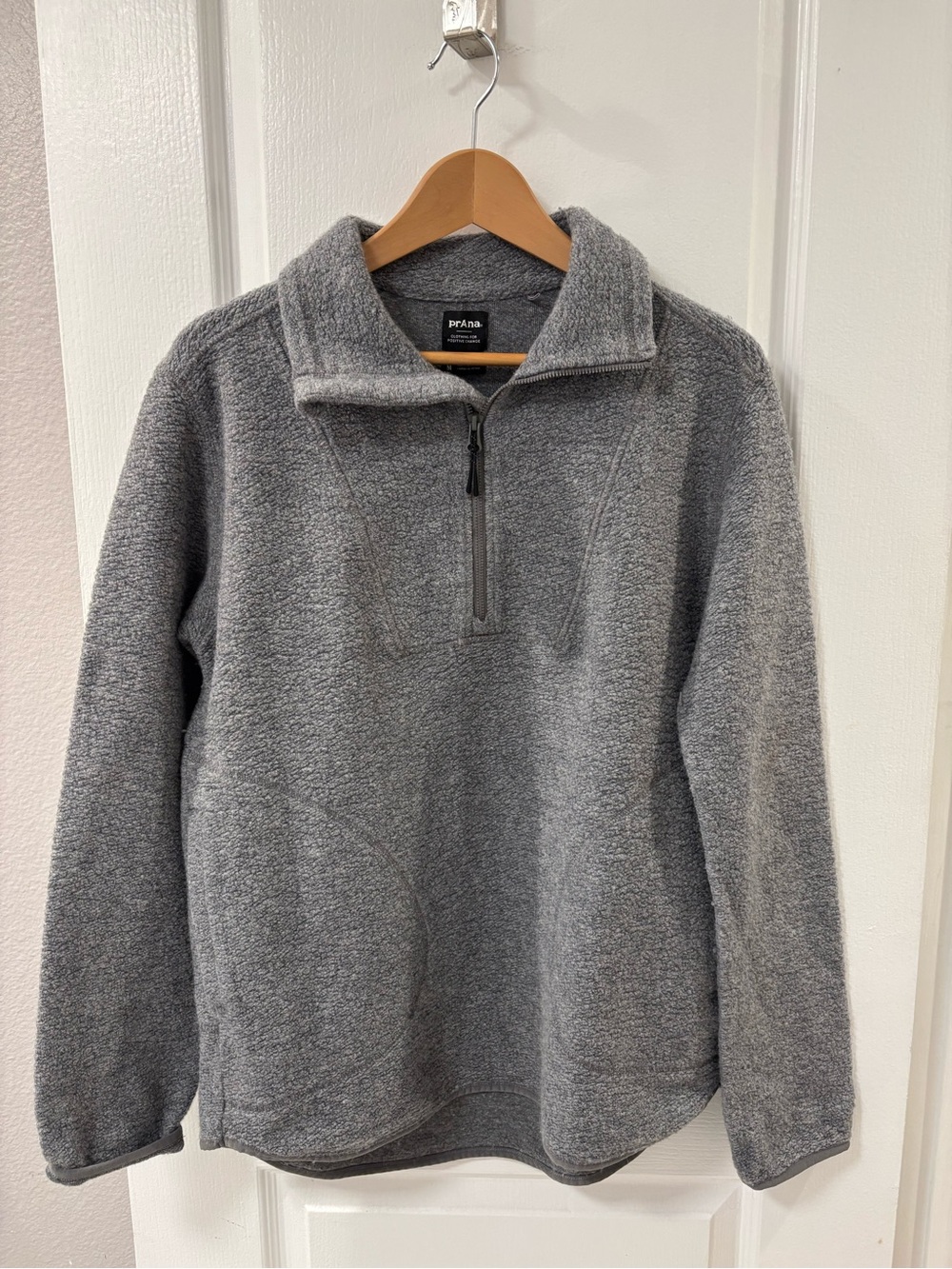prAna Truckee Sweater Tunic Gray Quarter-Zip Pullover Recycled Wool Blend